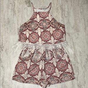 Pink and White pattern romper from Charlotte Russe